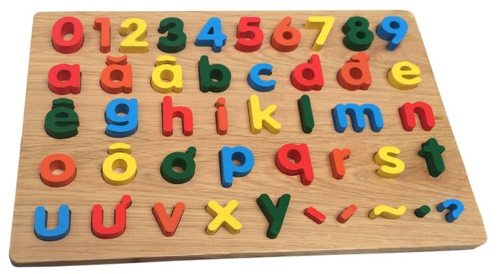 bảng chữ cái tiếng việt và số đồ chơi gỗ