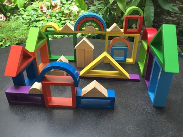 Đồ chơi gỗ bộ xếp hình cầu vòng - rainbow block