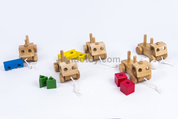 đồ chơi gỗ 5 xe chở khối
