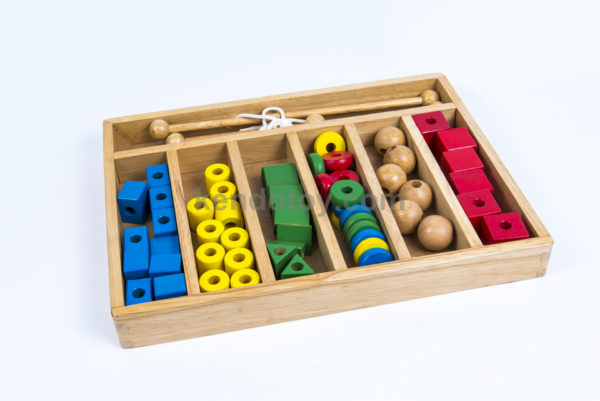 đồ chơi gỗ hộp gỗ xâu hạt