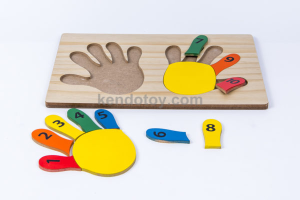 đồ chơi gỗ tranh ghép bàn tay học đếm