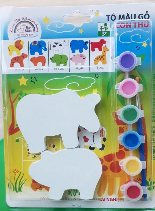 đồ chơi tô màu nước bằng gỗ các con vật khác nhau