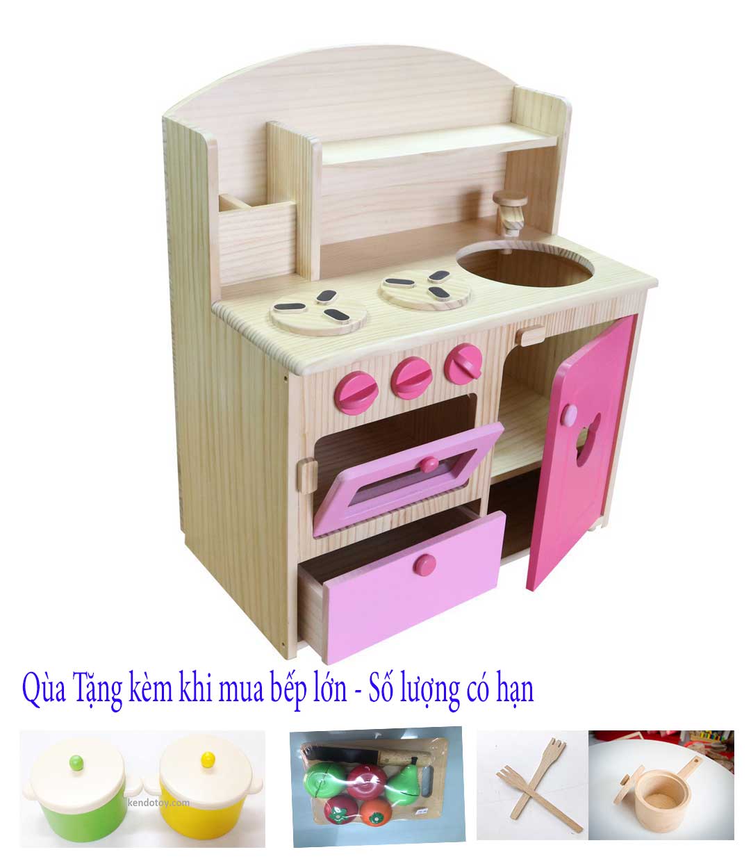 Bộ bếp đồ chơi nấu ăn mẫu lớn xuất dư Nhật | Đồ chơi gỗ KENDOTOY