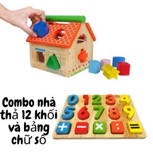 đồ chơi thả khối và bảng số gỗ
