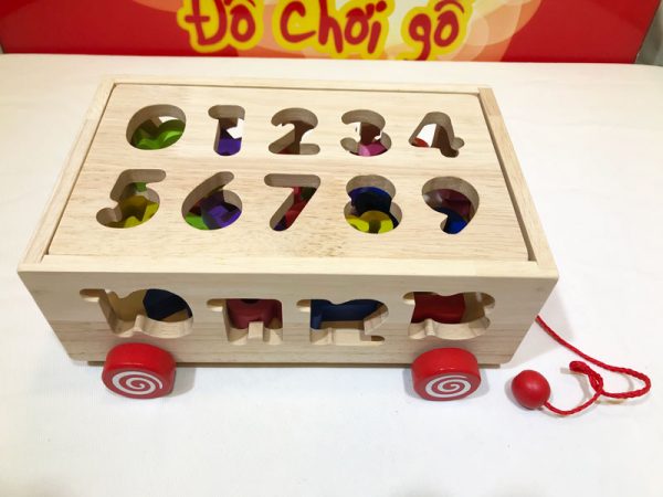 Xe kéo thả số đồ chơi bằng gỗ thông minh