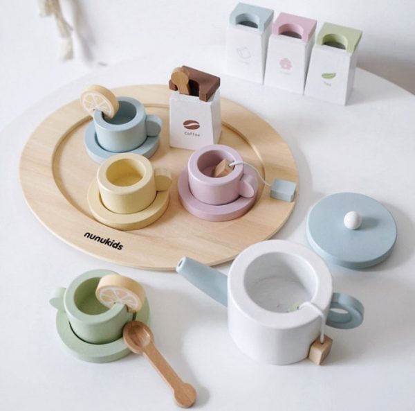 Bộ ấm trà bằng gỗ - tea party set