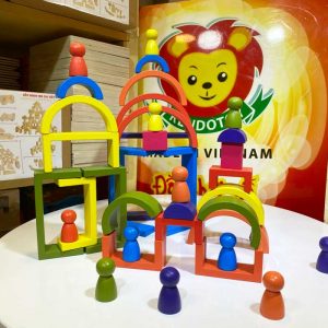 Bộ xếp hình cầu vòng khối xây dựng tạo hình Montessori